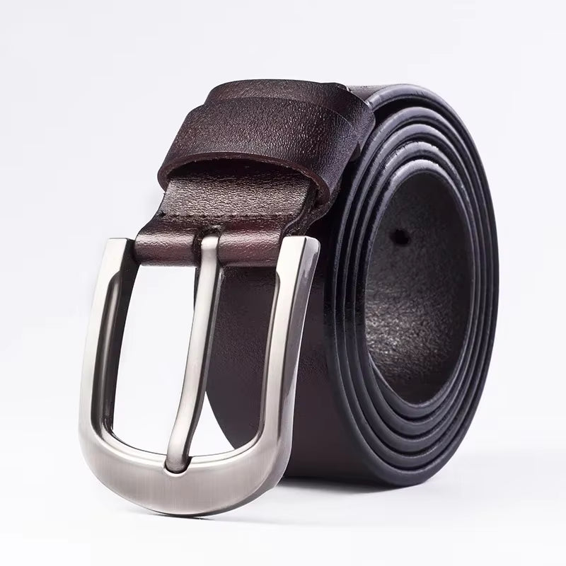 Men Cowhide Genuine Leather Jean Pin Buckle Belt Casual Waist Strap High Quality Belts