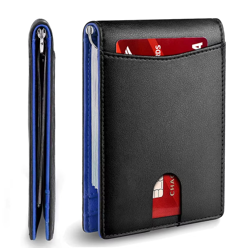 Synthetic Leather Slim Smart Wallet for Men Credit Card Holder Money Clip RFID Blocking Men Thin Bifold Wallet Walet Money Bag