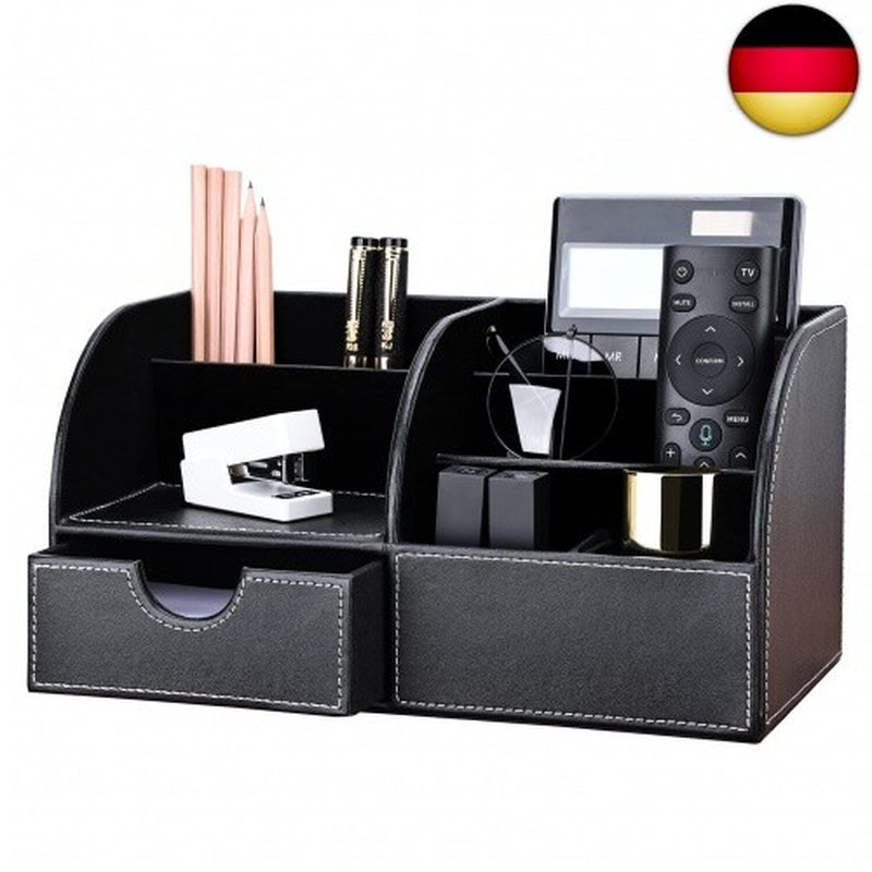 KINGFOM Büro Schreibtisch Organizer Ordnungssystem Tisch Organizer PU Leder