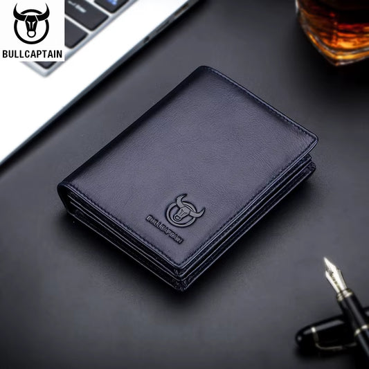 Men'S Genuine Leather Wallet New RFID Locomotive British Leisure Multi Card Bag Large Capacity Waist Leather Wallet