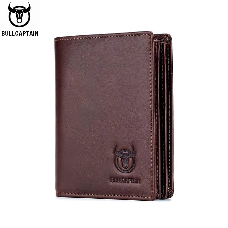 Men'S Genuine Leather Wallet New RFID Locomotive British Leisure Multi Card Bag Large Capacity Waist Leather Wallet
