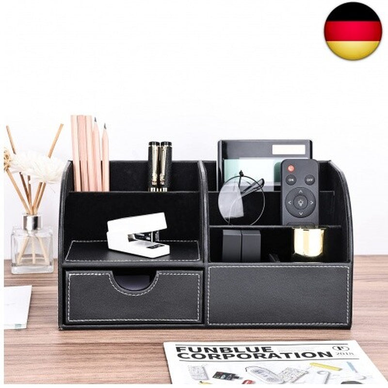 KINGFOM Büro Schreibtisch Organizer Ordnungssystem Tisch Organizer PU Leder