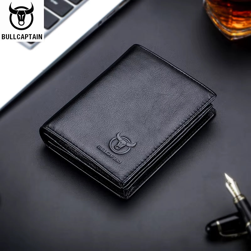 Men'S Genuine Leather Wallet New RFID Locomotive British Leisure Multi Card Bag Large Capacity Waist Leather Wallet