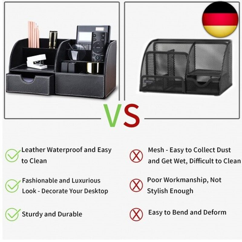 KINGFOM Büro Schreibtisch Organizer Ordnungssystem Tisch Organizer PU Leder