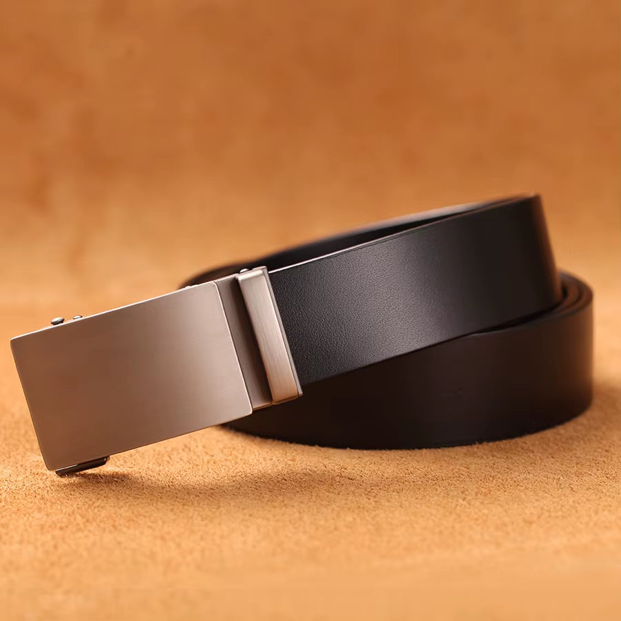 Genuine Cow Leather Automatic Belt for Men Formal Automatic Buckle Belt Genuine Leather Mens Business Strap