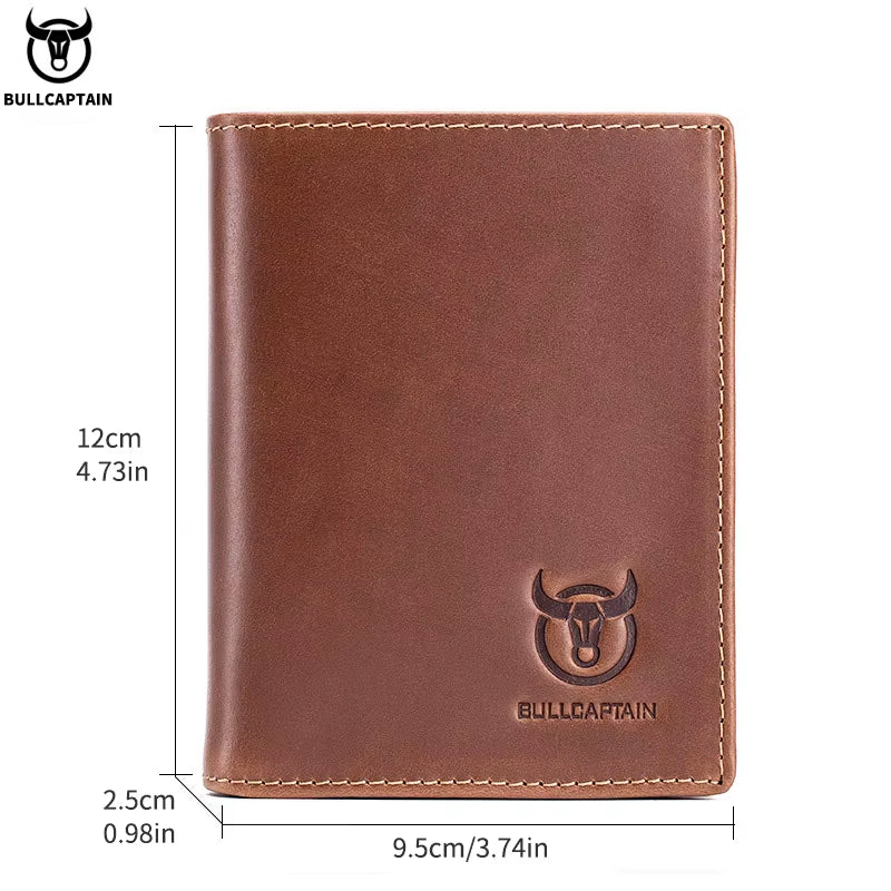 Men'S Genuine Leather Wallet New RFID Locomotive British Leisure Multi Card Bag Large Capacity Waist Leather Wallet