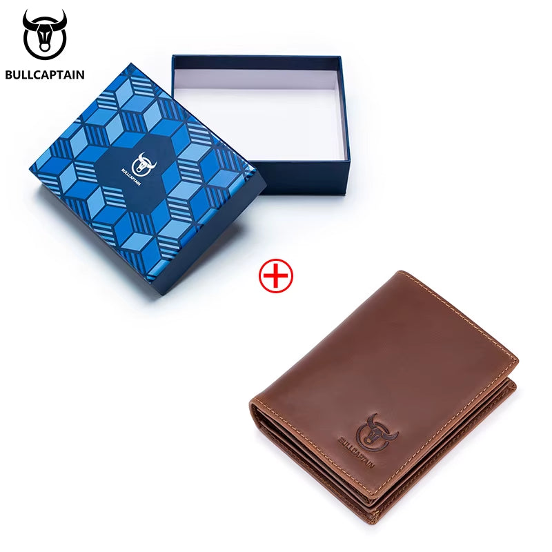 Men'S Genuine Leather Wallet New RFID Locomotive British Leisure Multi Card Bag Large Capacity Waist Leather Wallet