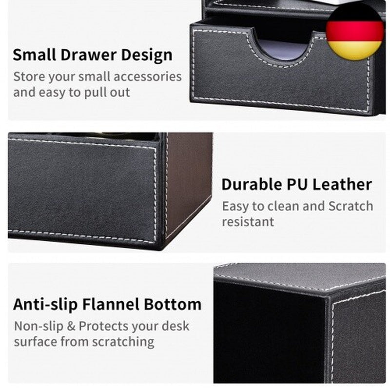 KINGFOM Büro Schreibtisch Organizer Ordnungssystem Tisch Organizer PU Leder
