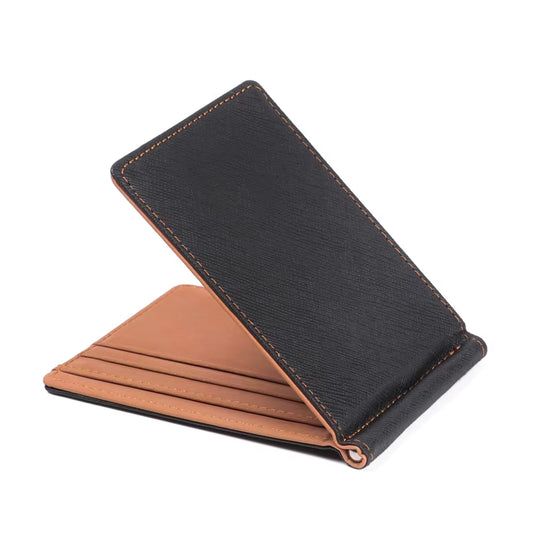 Fashion Simple Men'S Leather Money Clips Wallet Multifunctional Thin Man Card Purses Women Metal Clamp for Money Cash Holder