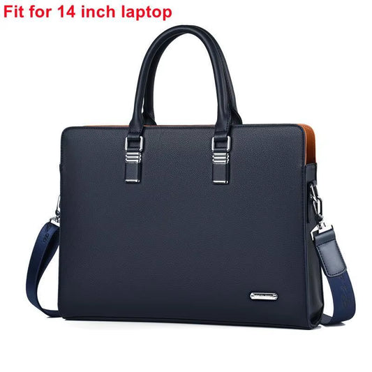 Men'S Bag Fashion Leather Shoulder Bag for Man Business Briefcase for 14 15 Inch Laptop Casual Large Capacity Handbag