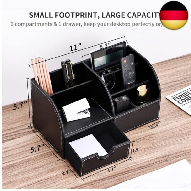 KINGFOM Büro Schreibtisch Organizer Ordnungssystem Tisch Organizer PU Leder
