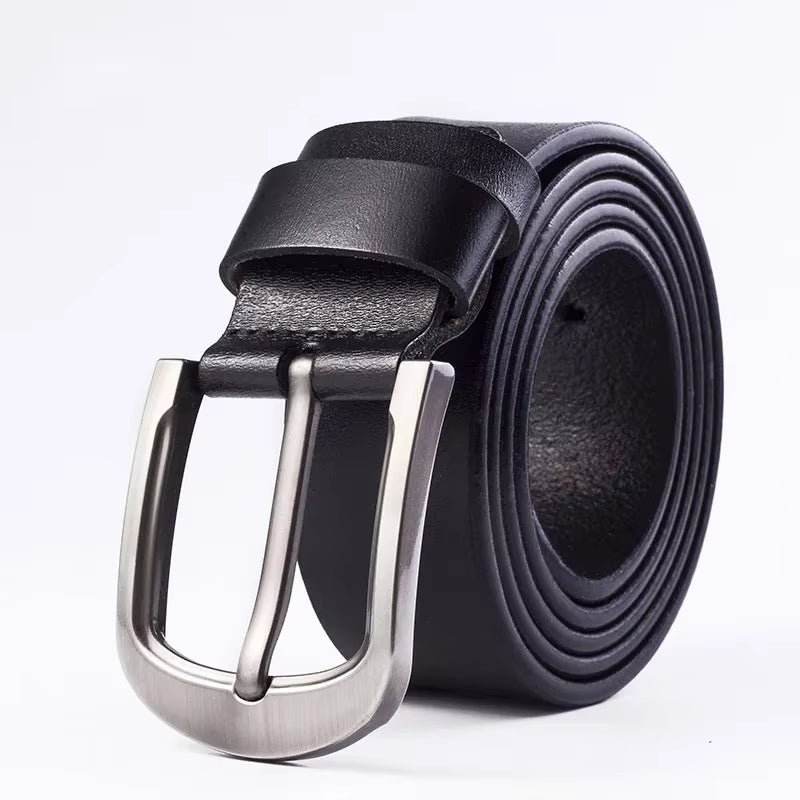Men Cowhide Genuine Leather Jean Pin Buckle Belt Casual Waist Strap High Quality Belts