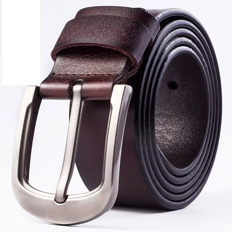 Men Cowhide Genuine Leather Jean Pin Buckle Belt Casual Waist Strap High Quality Belts