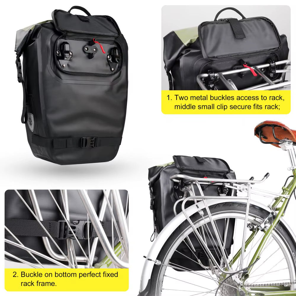 Bicycle Side Bag Waterproof 27L Big Capacity Multifunctional Rear Rack Pannier Storage Bag Cycling Bags